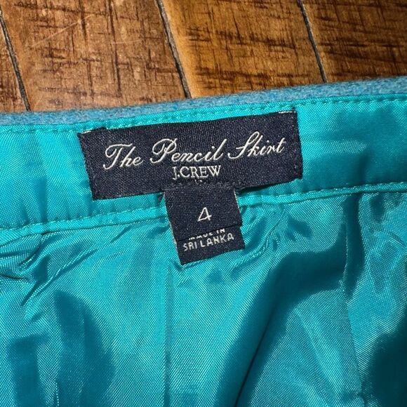 J Crew The Pencil business casual size 4 blue wool blend skirt - Picture 2 of 4
